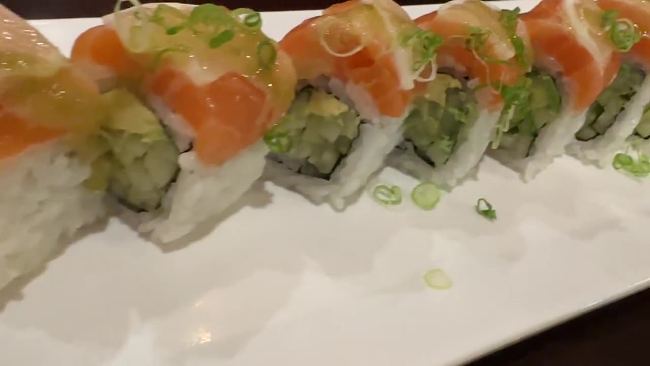 Salmon roll close-up