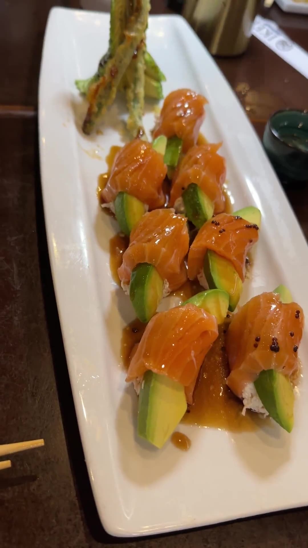 Salmon-wrapped Party Roll with avocado